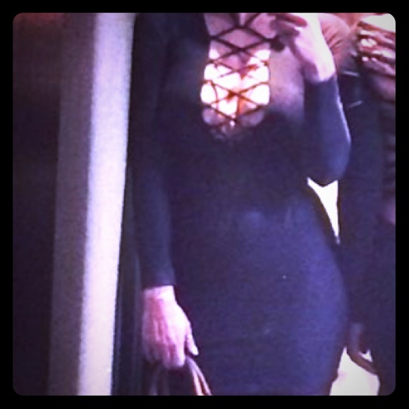 Black Lace up front body con mini dress - Picture 8 of 11